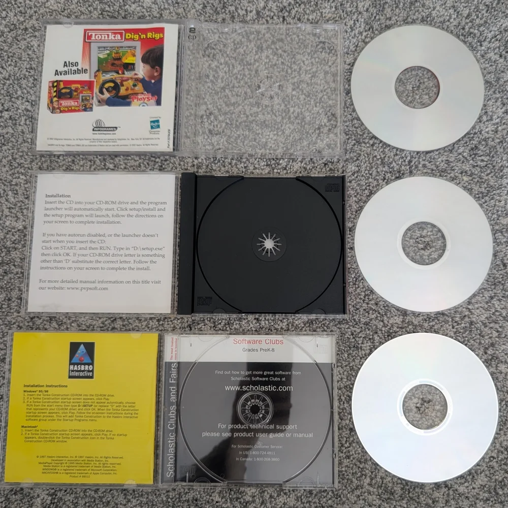 Lot of 3 TONKA PC CD-ROM Windows Search & Rescue 2 Construction Monster Trucks